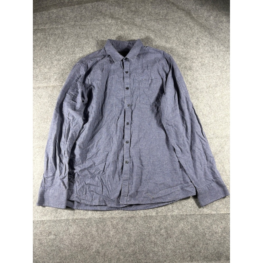 Marc‎ Anthony Mens Slim Fit Long Sleeve Button Down Shirt Blue Plaid XL